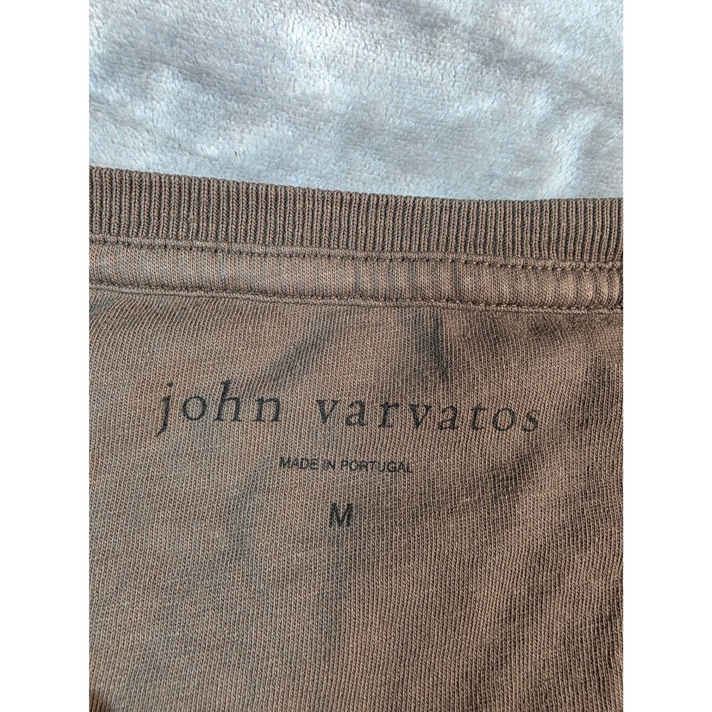 John Varvatos T-Shirt Mens Medium Brown Skeleton Graphic Top Hat Tee - Picture 2 of 6
